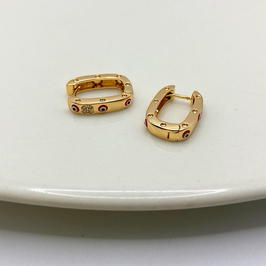 Huggie Alargado Red Evil Eye