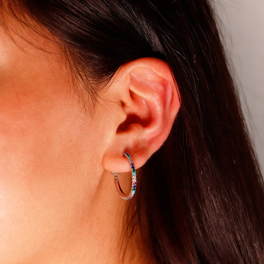 Arracada Rainbow Plateada