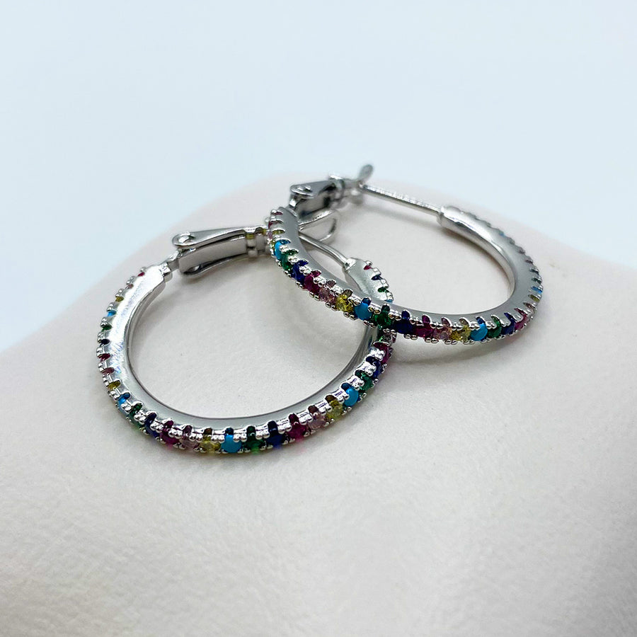 Arracada Rainbow Plateada