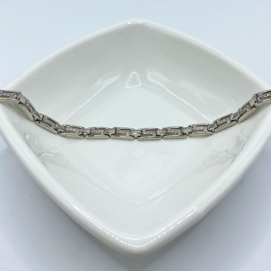 Pulsera con Grecas Plateada