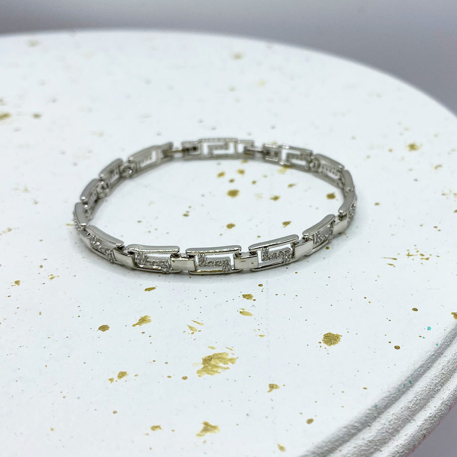 Pulsera con Grecas Plateada