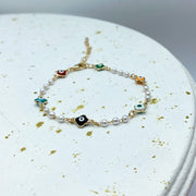 Pulsera Perlas & Ojo Turco