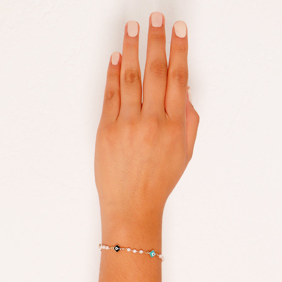 Pulsera Perlas & Ojo Turco