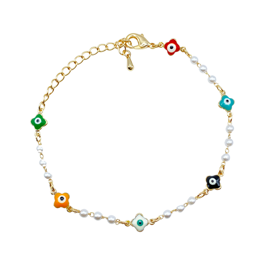 Pulsera Perlas & Ojo Turco