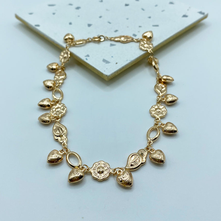 Tobillera Hearts & Flowers