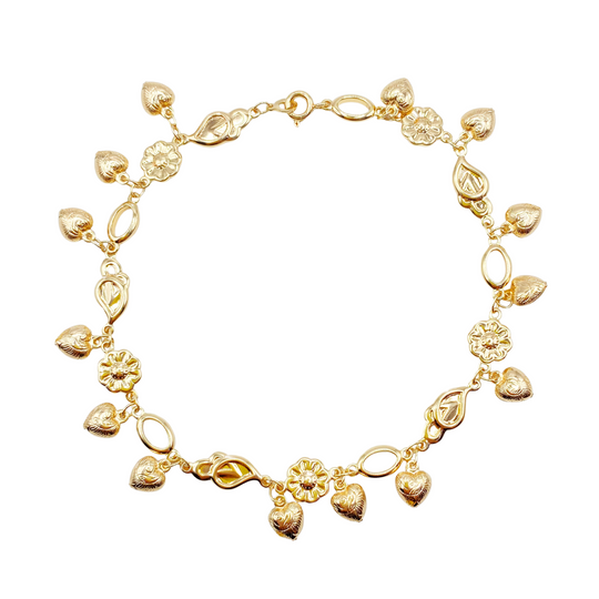 Tobillera Hearts & Flowers