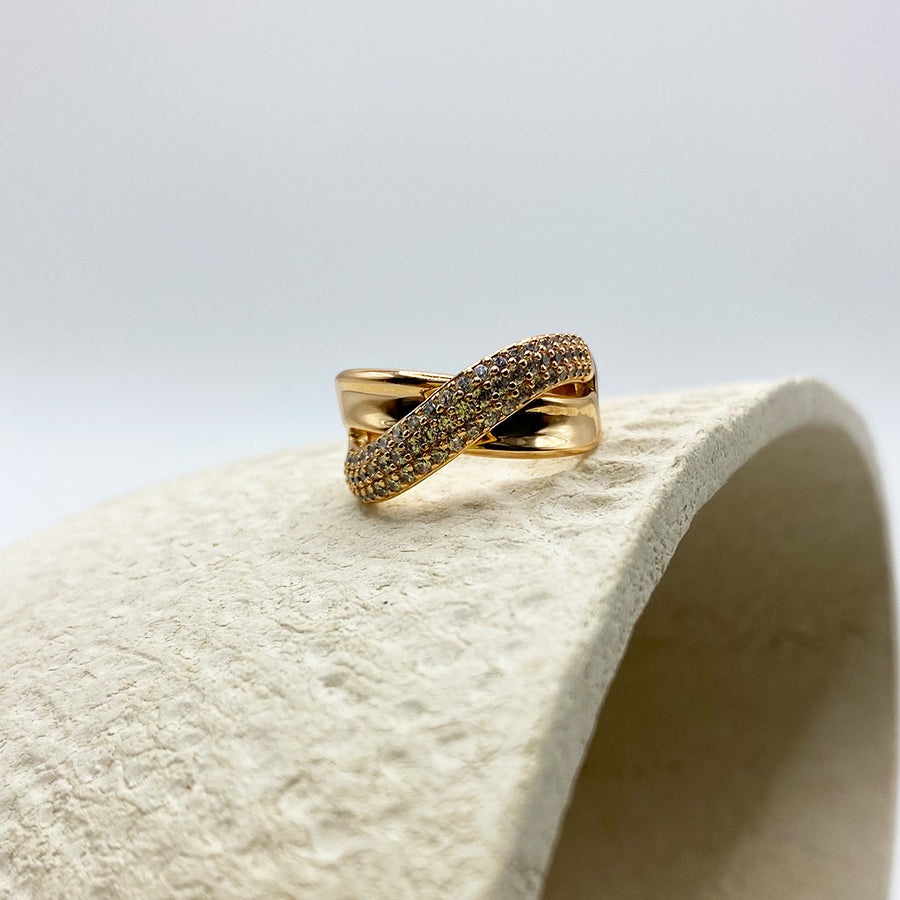 Anillo Criss Cross Strass