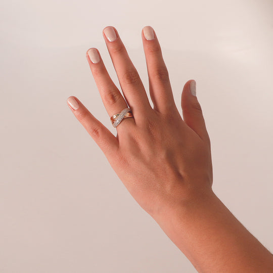 Anillo Criss Cross Strass