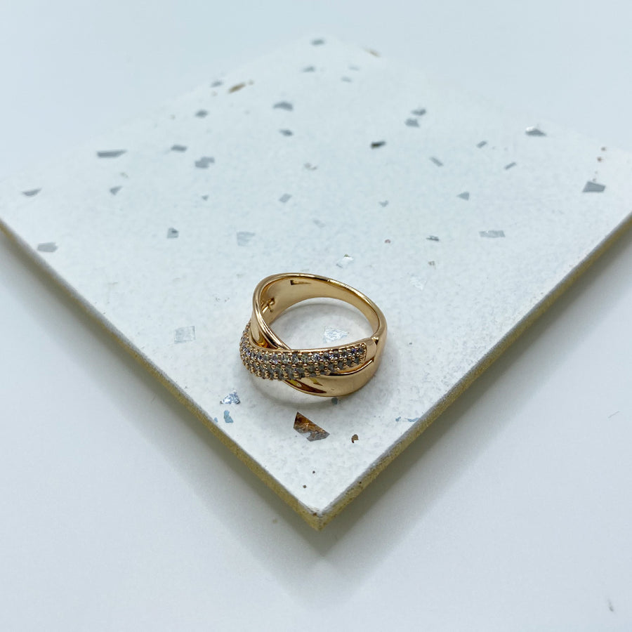 Anillo Criss Cross Strass