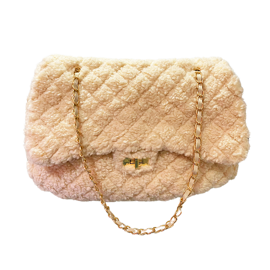 Chain quilted bag - Bolso con lana de peluche