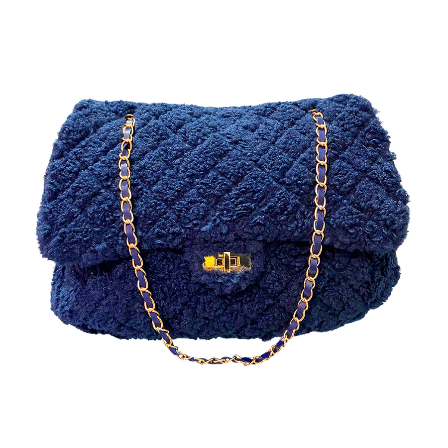Chain quilted bag - Bolso con lana de peluche