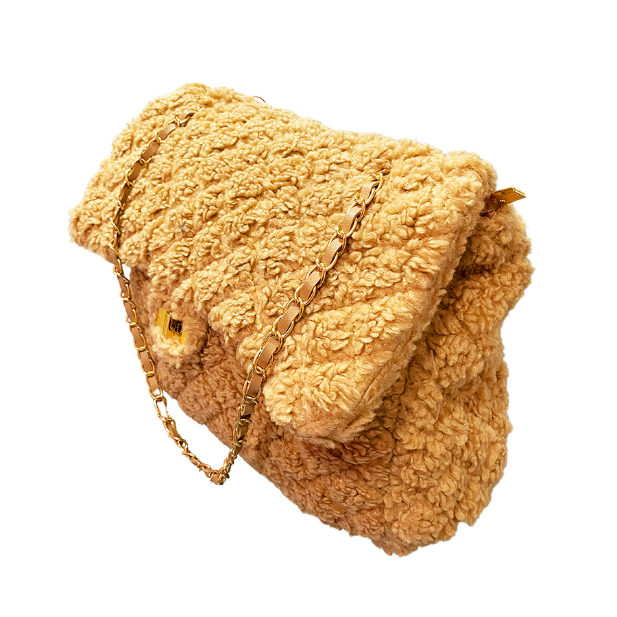 Chain quilted bag - Bolso con lana de peluche