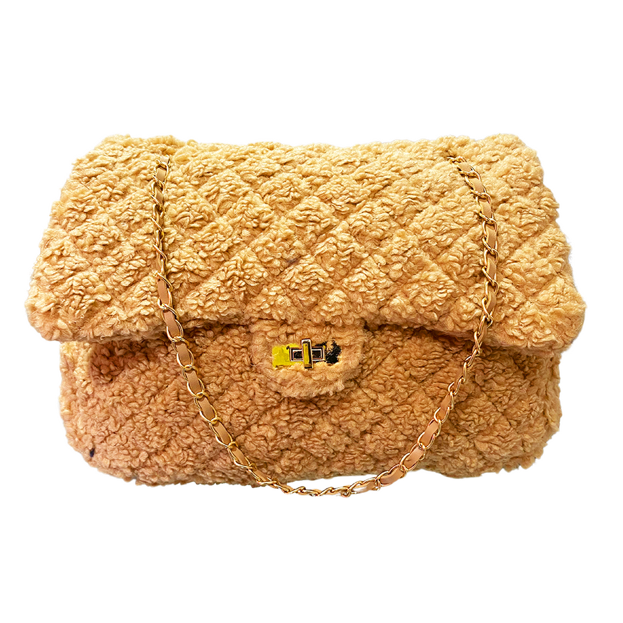 Chain quilted bag - Bolso con lana de peluche